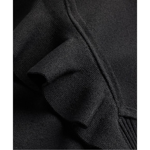 Express Black Sweetheart Neck Ruffle Fit & Flare Sweater Knit Dress Size XL - Picture 5 of 8